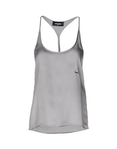 Shop Dsquared2 Silk Top In Light Grey