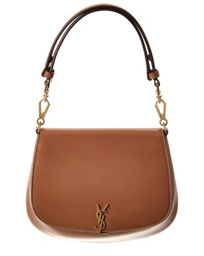 Saint Laurent Voltaire Top Handle Leather Satchel In Brown