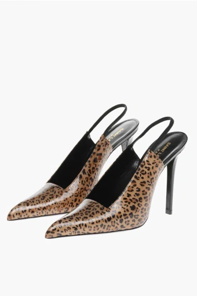 Saint Laurent Animal Patterned Patent Leather Slingbacks With Stiletto Hee