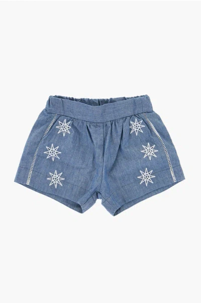 Chloé Denims Effect Short With Perforated Detail