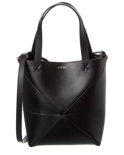 Loewe Puzzle Mini Leather Tote In Black