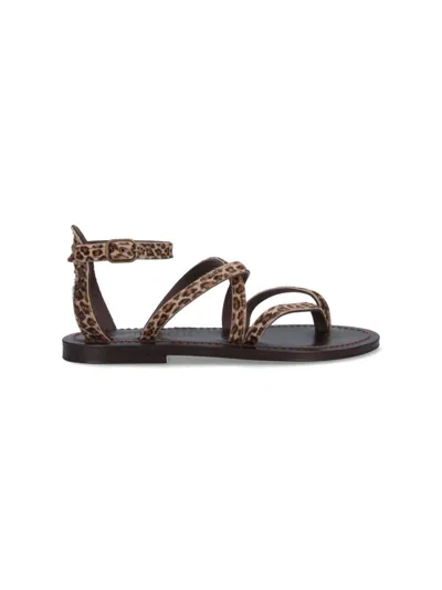 Kjacques Leopard-print Ankle-strap Sandals In Brown