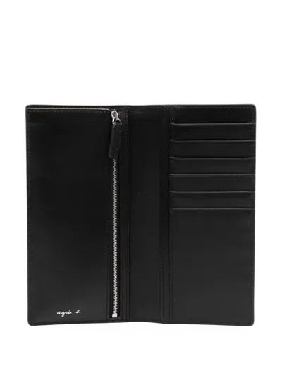 Agnès B. Leather Long Wallet In Black