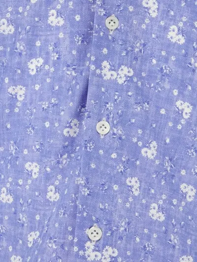 4ff Floral-print Shirt In Blue