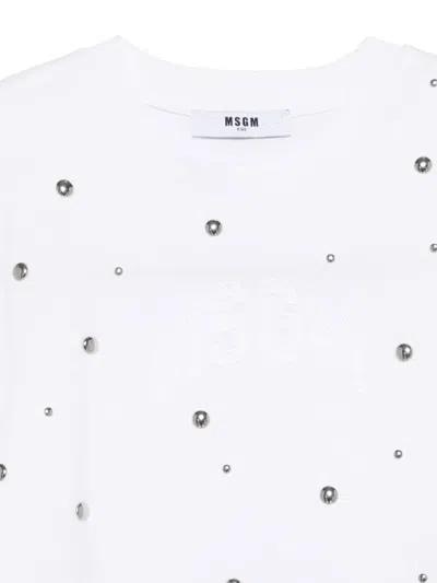 Msgm Studded T-shirt In White
