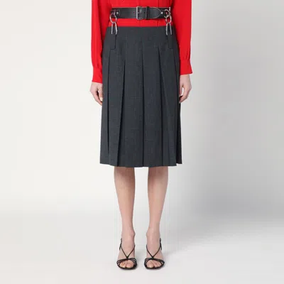 Prada Skirt Belted Waist Metal Hardware In Black