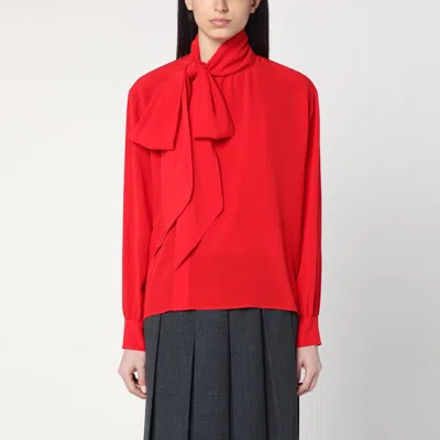 Prada Marocain Silk Shirt In Red