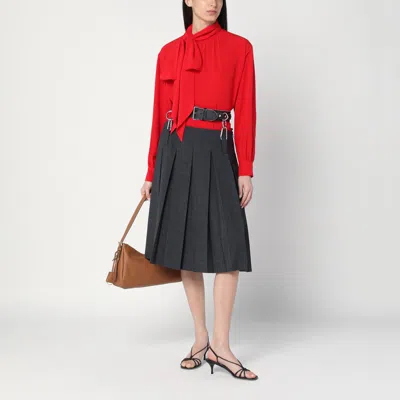 Prada Marocain Silk Shirt In Red