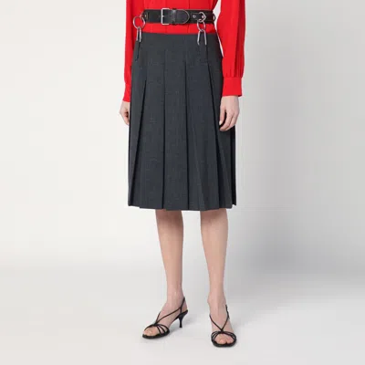 Prada Skirt Belted Waist Metal Hardware In Black