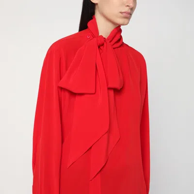 Prada Marocain Silk Shirt In Red