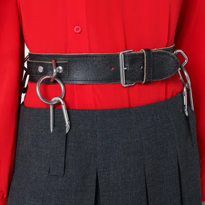 Prada Skirt Belted Waist Metal Hardware In Black