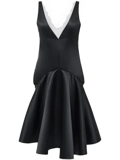 Jw Anderson Draped Dress With V-neckline In Black