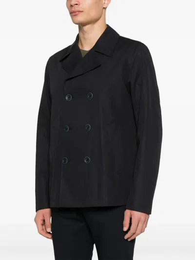 Herno Navy Blue Cotton Trench Coat In Blue