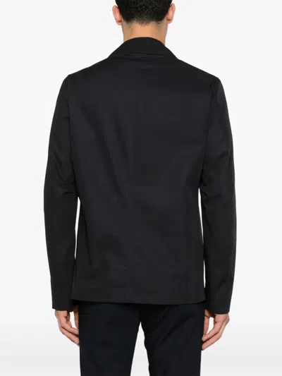 Herno Navy Blue Cotton Trench Coat In Blue