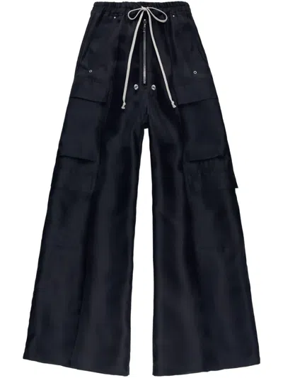 Rick Owens Porterville Wool Cargo Pants With Extra Wide Leg In Black