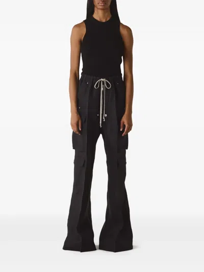 Rick Owens Porterville Wool Cargo Pants With Extra Wide Leg In Black