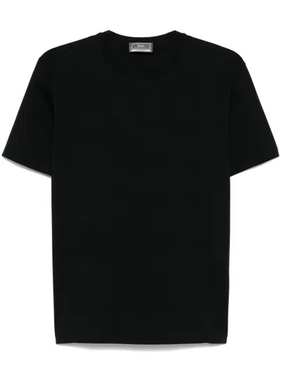Herno Short Sleeve Crew Neck T-shirt In Black