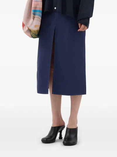 Sunnei Long Split Skirt In Blue