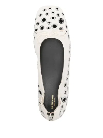 Golden Goose 'amy' Ballet Flats Featuring Metal Eyelets In White