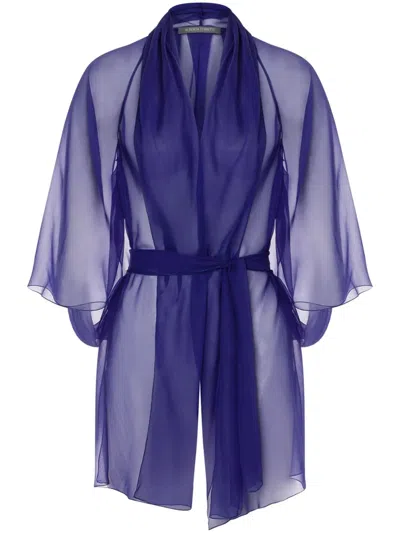 Alberta Ferretti Silk Jacket In Blue