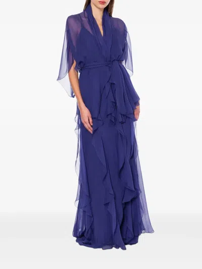 Alberta Ferretti Silk Jacket In Blue