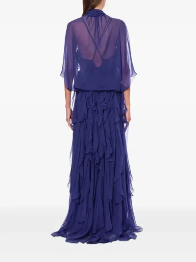 Alberta Ferretti Silk Jacket In Blue