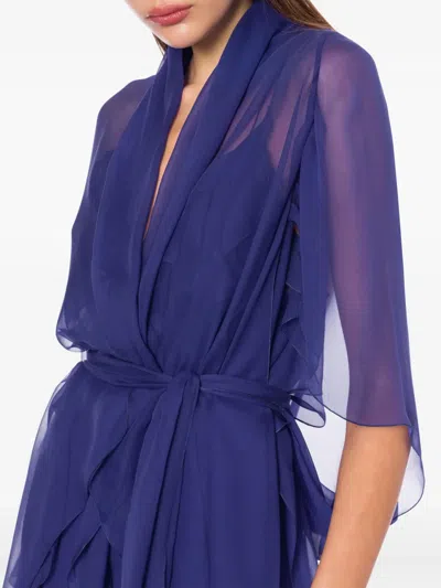 Alberta Ferretti Silk Jacket In Blue