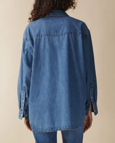 Jeanerica Angela Long Sleeve Denim Shirt In Light Blue Vintage