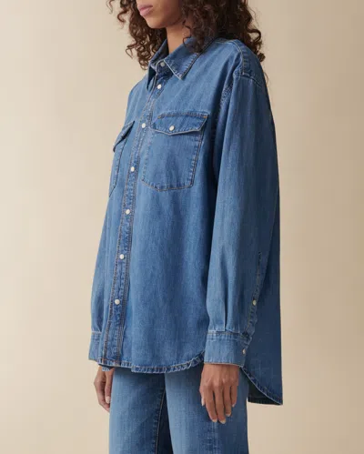 Jeanerica Angela Long Sleeve Denim Shirt In Light Blue Vintage