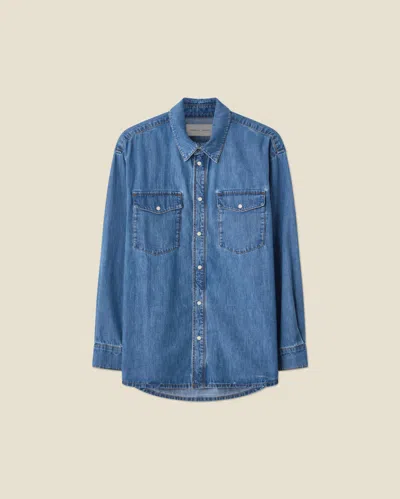 Jeanerica Angela Long Sleeve Denim Shirt In Light Blue Vintage