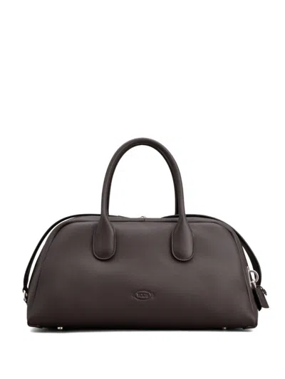 Tod's Darsena Medium Leather Satchel Bags In Dark Brown