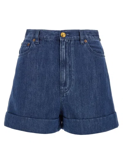Valentino Denim Shorts With Back Pockets And Belt Loops In Blue