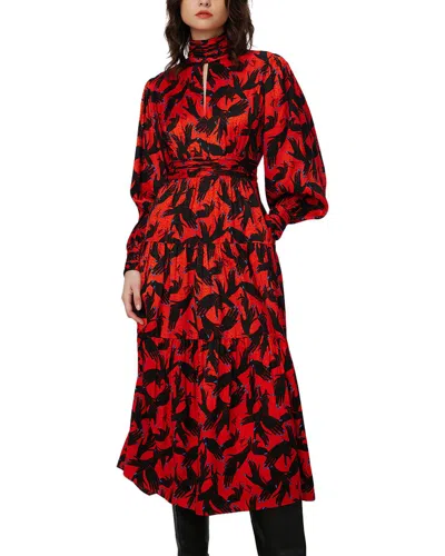 Diane Von Furstenberg Sai Tiered Hand-print Jacquard Midi Dress In Red
