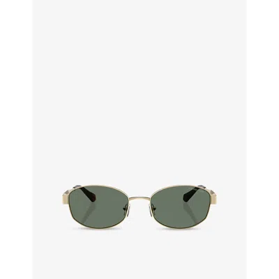 Michael Kors Womens Gold Mk1161 Monte Carlo Oval-frame Metal Sunglasses In Gold