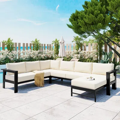 Streamdale Furniture Streamdale Premium Aluminum Outdoor Sofa Set For Ultimate Comfort And Durability