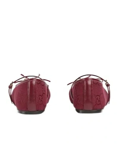 Gucci Red Original Gg Fabric Ballerinas