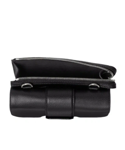 Fendi Double Baguette Grained Leather Messenger Bag In Black