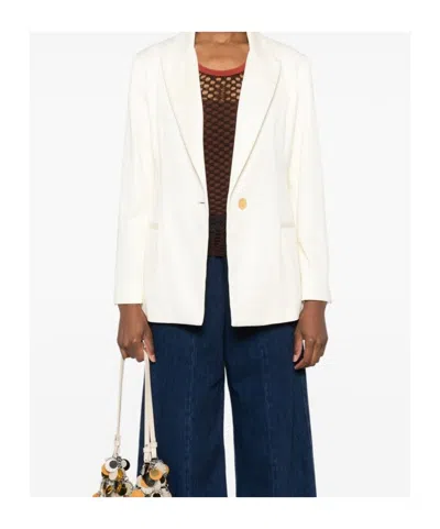 Forte Forte Women Cotton Single-breasted Blazer Jacket In White