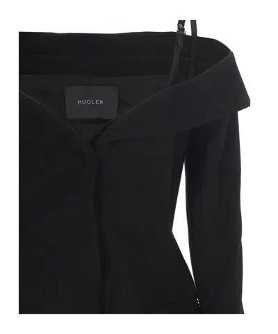 Mugler Women's Long Sleeves Top In Black