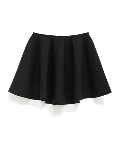 Alaïa Ribbed Flared Mid-rise Wool-blend Mini Skirt In Black