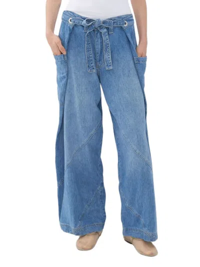 Nocturne Contrast Top Stitching Pockets Jeans In Navy