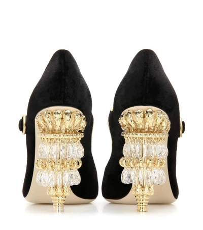Shop Dolce & Gabbana Embellished Velvet Pumps In Llack