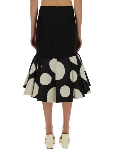 Nina Ricci Midi Skirt Double Ruffles High Waist In Black
