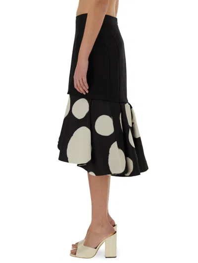 Nina Ricci Midi Skirt Double Ruffles High Waist In Black