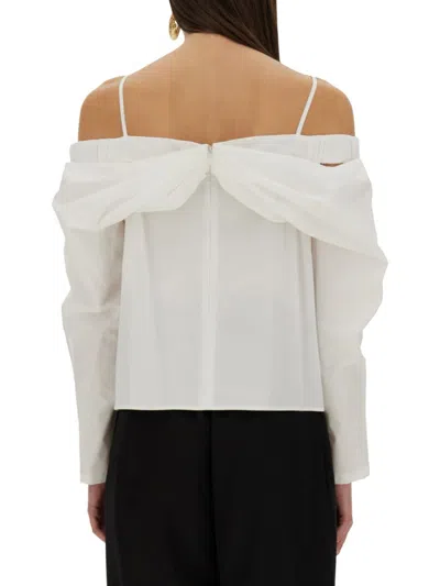 Nina Ricci Strap Detail Off-shoulder Shirt In White