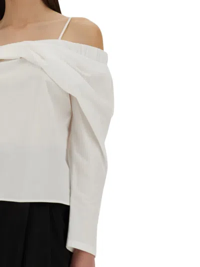 Nina Ricci Strap Detail Off-shoulder Shirt In White
