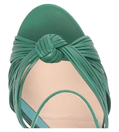 Shop Gucci Allie Leather Knotted Strappy Sandal In Green