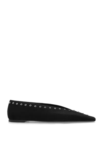 Totême Toteme Women Suede Leather Lace-up Ballets In Black