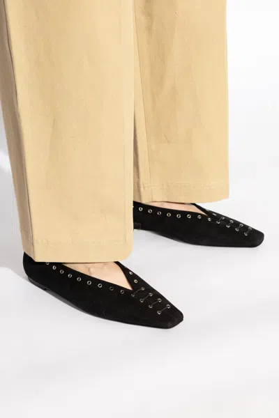 Totême Toteme Women Suede Leather Lace-up Ballets In Black