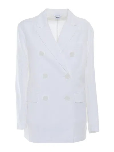 Aspesi Tailored White Double-breasted Blazer With Notched Lapel In White